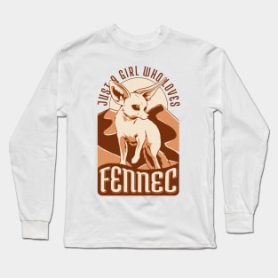 Just A Girl Who Loves Fennec Fox Vintage Retro Long Sleeve T-Shirt